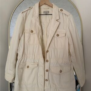LOFT Women's Cream Short Trench Coat